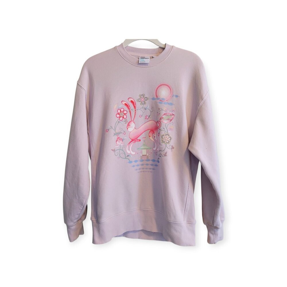 Aritzia TNA Year of the Rabbit Sweatfleece Hoodie 2XS Pale Pink Boyfriend Fit - Picture 10 of 10